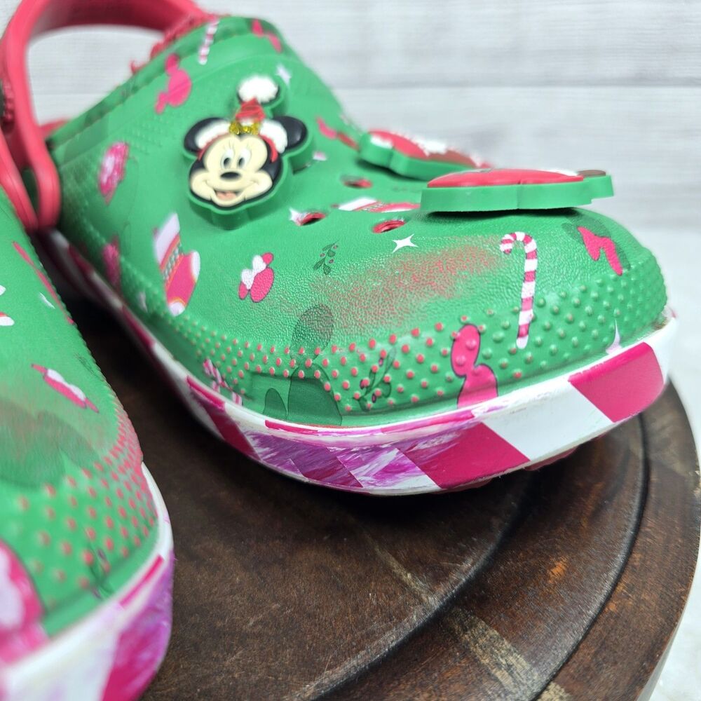Crocs x Disney Christmas Holiday Lined Classic Clogs Green Red Womens 9 Mens 7 - Picture 6 of 15